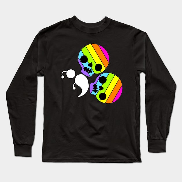 Rainbow Skulls Semicolon Butterfly Long Sleeve T-Shirt by birdiestreasuretrove